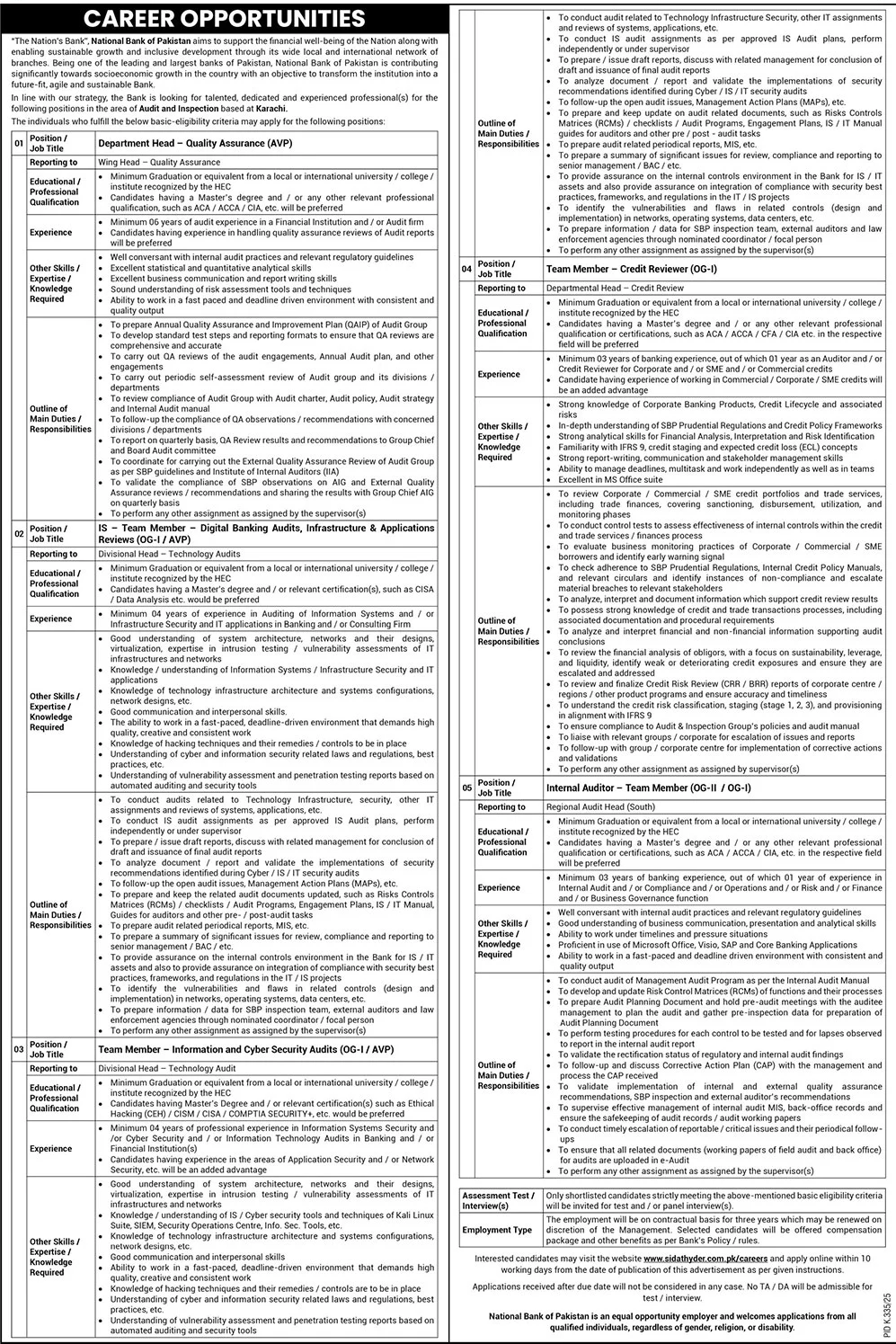 Jobs in National Bank of Pakistan-1